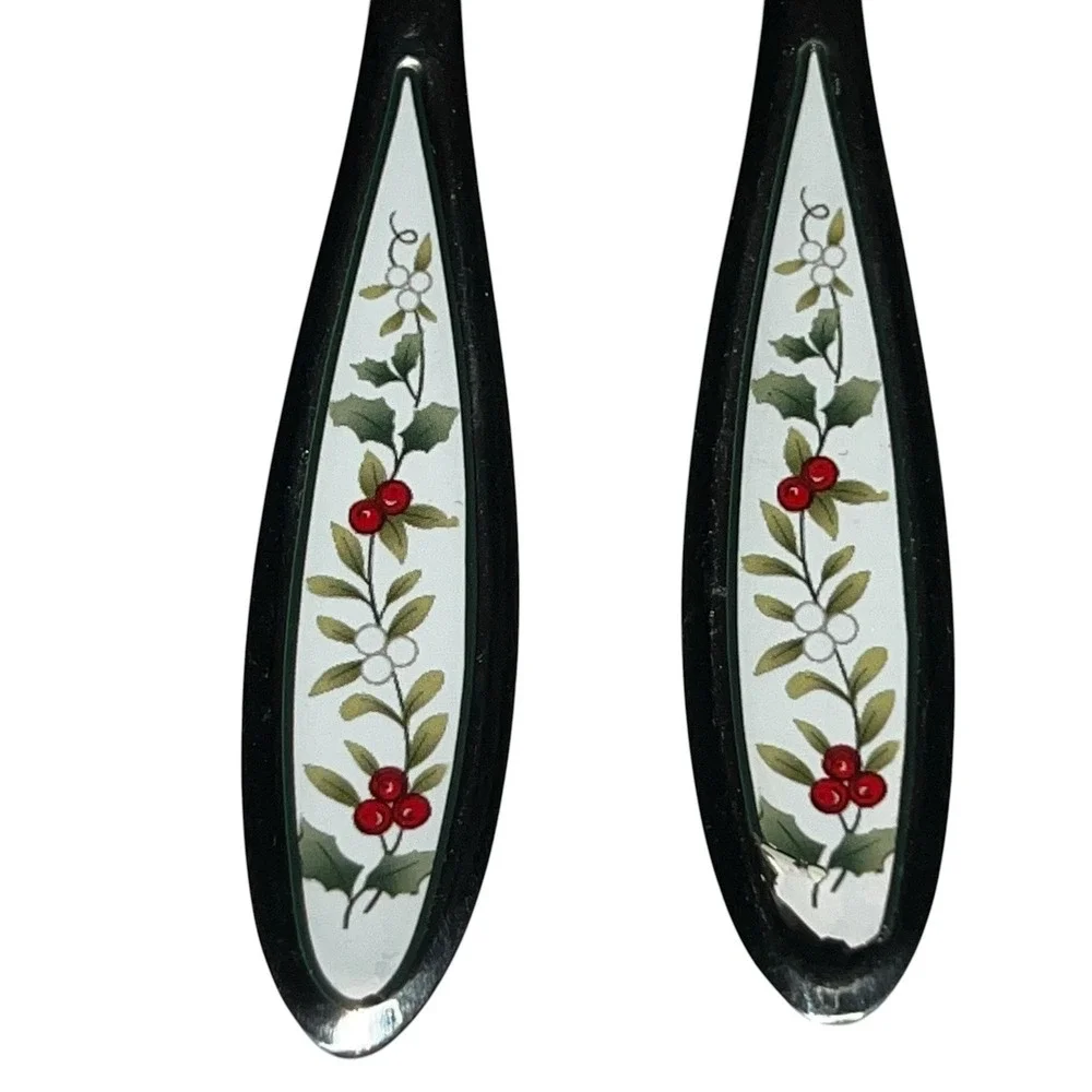 Vintage‎ Pfaltzgraff Stainless WINTERBERRY (COLOR)  18 Pc Flatware Holly 18/0